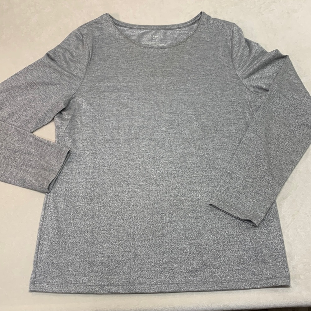 Like new Talbots silver metallic long sleeve t-shirt festive holiday women’s med
